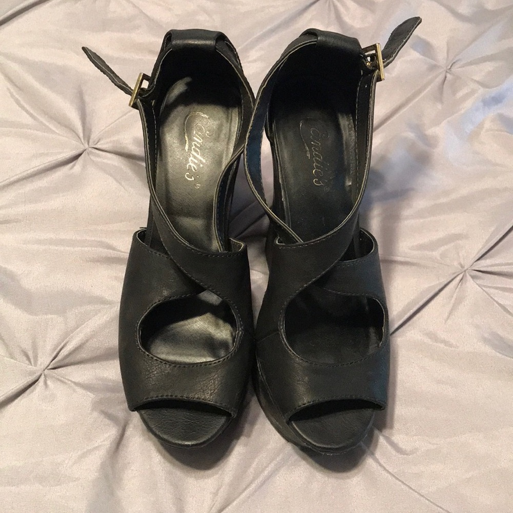 Candies Wedge Black Heels